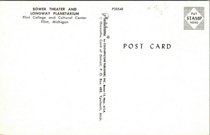 Bower Theater (Flint Repertory Theatre) - OLD POST CARD (newer photo)